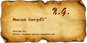 Nacsa Gergő névjegykártya